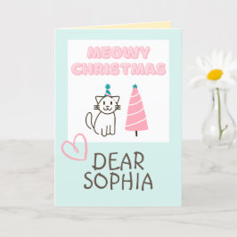 Lieve kat in een hoed en boom Merry Christmas past Kaart