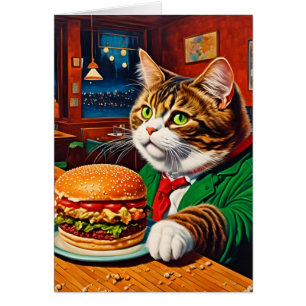 Lieve kat in een vintage diner cheeseburger
