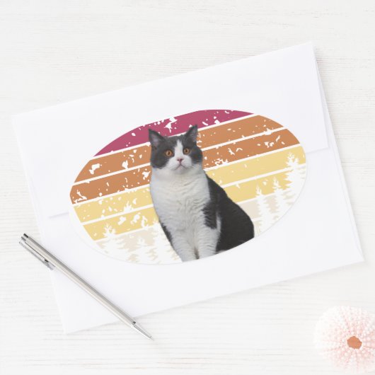 Lieve kat ovale sticker (Envelop)