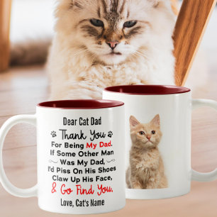 Lieve kat Pa   De foto & de naam van de douanekat Tweekleurige Koffiemok