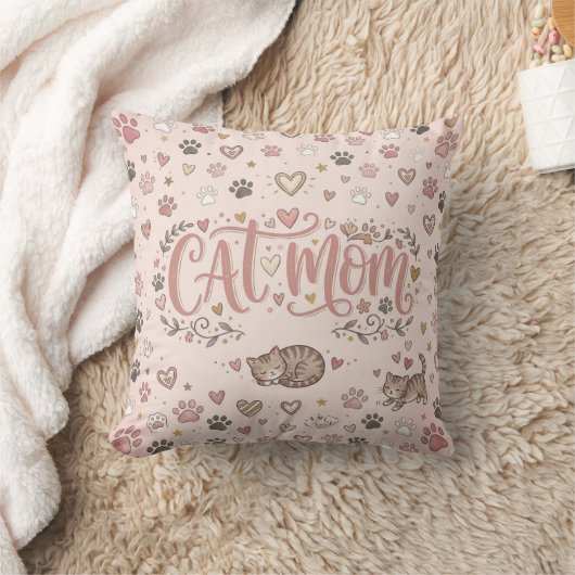 Lieve Kattenmoeder Decorative Zachte Roze Kussen (Deken)