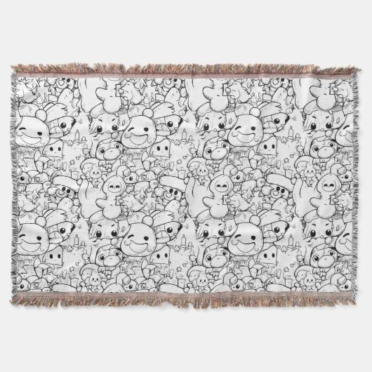 Lieve Kawaii Doodle Karakters (1) Deken (Voorkant)