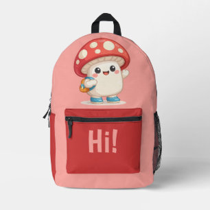 Lieve Kawaii Paddenstoel Vriend Illustratie Bedrukte Rugzak