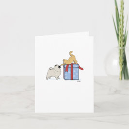 Lieve Keeshond Puppie Hond en Kittens Kerstmis Feestdagen Kaart