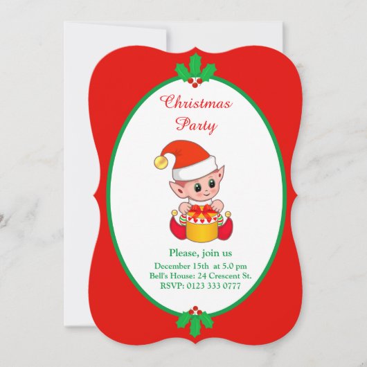 Lieve Kerst Elf Uitnodiging (Voorkant)