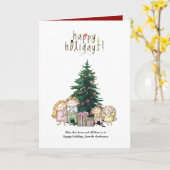 Lieve kerst handgetekende cartoon groet aangepast kaart (Gele Bloem)