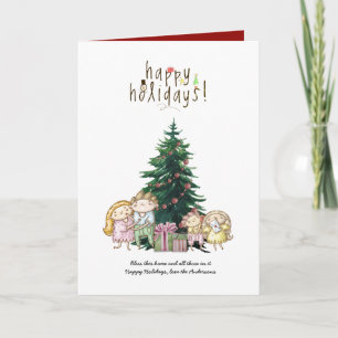 Lieve kerst handgetekende cartoon groet aangepast kaart