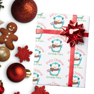 Lieve Kerst Pengoen Persoonlijke Kinderfeestje Cadeaupapier