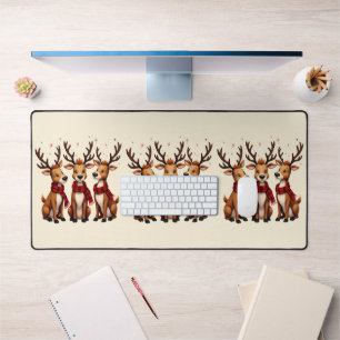 Lieve Kerst Reindeer Trio met Geruite Sjaals Bureaumat