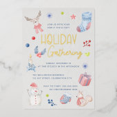 Lieve Kerst Waterverf Script Vakantiefeest Folie Uitnodiging (Voorkant)