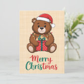 Lieve kerstbeer - Prettig kerstfeest Kaart (Staand voorkant)