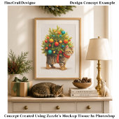 Lieve Kerstboom Kat/Kittens FN8R Decoupage Tissuepapier