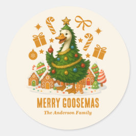 Lieve Kerstboomgans | Grappige Feestdagen Ronde Sticker