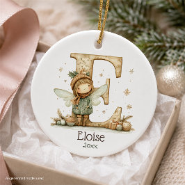 Lieve Kerstelf Beginletter Persoonlijke Vakantie Keramisch Ornament