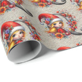 Lieve Kerstelf Feestelijke Letter Q Cadeaupapier (Rol Hoek)