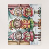 Lieve Kerstelf Met Cadeaus Legpuzzel (Verticaal)