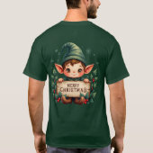 Lieve Kerstelf met vrolijk bordje T-shirt (Achterkant)