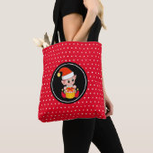 Lieve Kerstelf op rode & witte boodschappentas Tote Bag (Dichtbij)