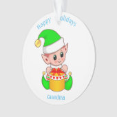 Lieve Kerstelf & Prettige Feestdagen oma Ornament (voorkant)