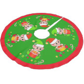 Lieve Kerstelfjes op Groen Kerstboom Rok (Gekanteld)