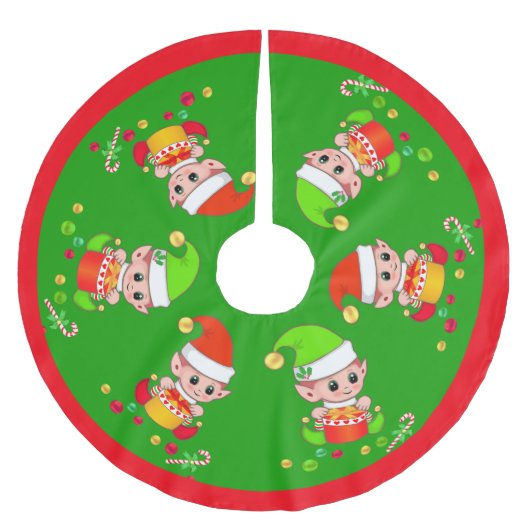 Lieve Kerstelfjes op Groen Kerstboom Rok (Voorkant)