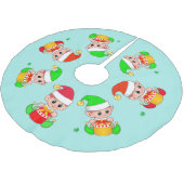 Lieve Kerstelfjes op Licht Teal Kerstboom Rok (Gekanteld)