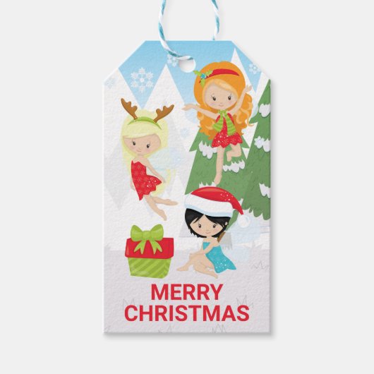 Lieve Kerstelfjes - Prettig Kerstmis Cadeaulabel (Voorkant)