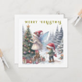 Lieve Kerstelfjes Vakantie Ansichtkaart Kaart (Voorkant / Achterkant in situ)