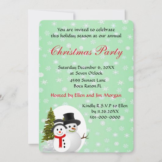 Lieve kerstfeest uitnodiging met sneeuwman (Voorkant)