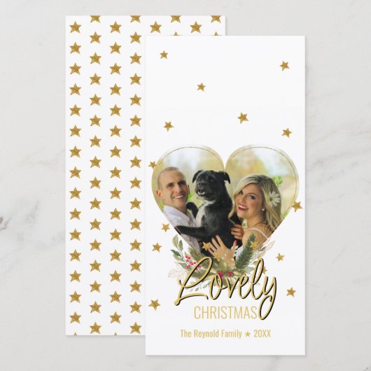 Lieve kerstfoto met gouden hart Foto Glitter Heart (Voorkant / Achterkant)