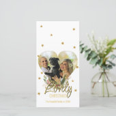 Lieve kerstfoto met gouden hart Foto Glitter Heart (Staand voorkant)