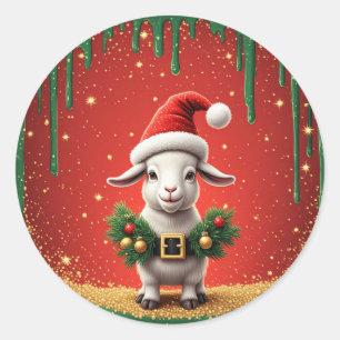 Lieve Kerstgeit met Kerstmannenhoed Festive Ontwer Ronde Sticker