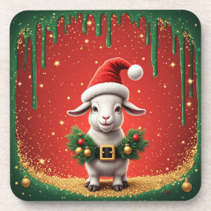 Lieve Kerstgeit met Kerstmannenmuts Festive Ontwer Bier Onderzetter
