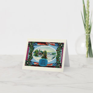 Lieve kerstgroeten, vintage, winterse landschap kaart