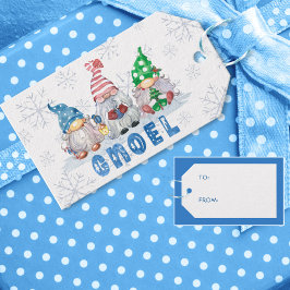 Lieve Kerstkabouters GNOEL Sneeuwvlokken VAN VOOR Cadeaulabel