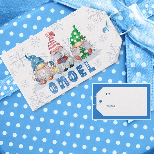 Lieve Kerstkabouters GNOEL Sneeuwvlokken VAN VOOR Cadeaulabel