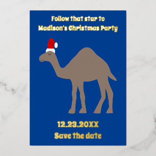 Lieve Kerstkameel Aangepaste Save the Date Folie Feestdagenkaart