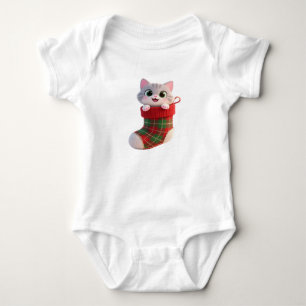 Lieve Kerstkat in Kous Baby Jersey T-Shirt