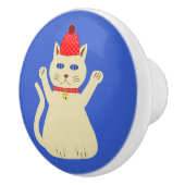 Lieve Kerstkat Keramische Knop (Rechts)