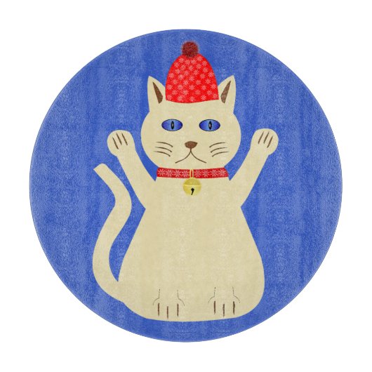 Lieve Kerstkat Snijplank (Voorkant)