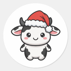 Lieve Kerstkoe Kerstmis Ronde Sticker