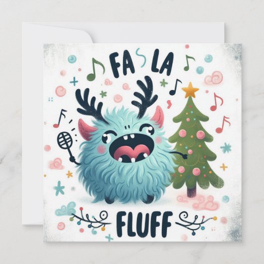 Lieve Kerstliederen Zanger "fa la fluff" Feestdagenkaart (Voorkant)