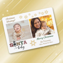 Lieve Kerstman Baby Foto Aankondiging Kerstmis