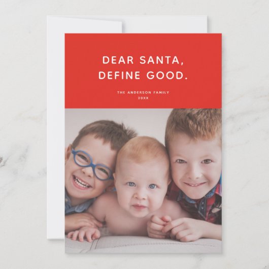 Lieve Kerstman, bepaal goed. Cute Funny Holiday Fo Feestdagenkaart (Voorkant)