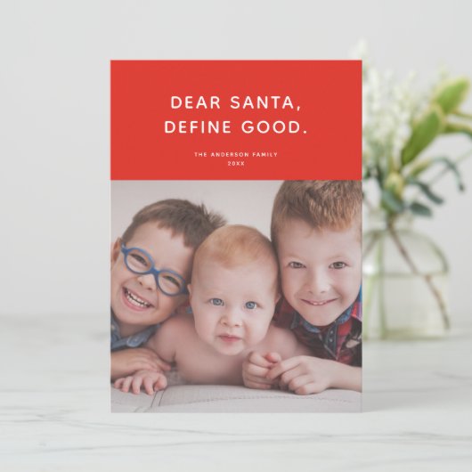 Lieve Kerstman, bepaal goed. Cute Funny Holiday Fo Feestdagenkaart (Staand voorkant)