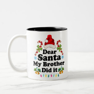 Lieve kerstman, beste kerstman, mijn broer... tweekleurige koffiemok