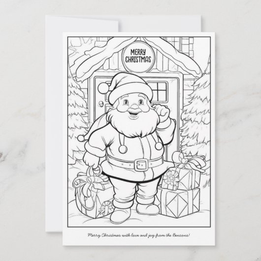 Lieve Kerstman bij het huis van het gezin Kunst Kl Feestdagenkaart (Voorkant)