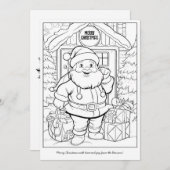 Lieve Kerstman bij het huis van het gezin Kunst Kl Feestdagenkaart (Voorkant / Achterkant)