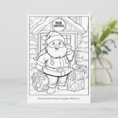 Lieve Kerstman bij het huis van het gezin Kunst Kl Feestdagenkaart (Staand voorkant)