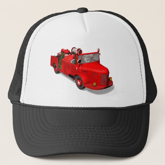 Lieve Kerstman Brandweerman Trucker Pet (Voorkant)